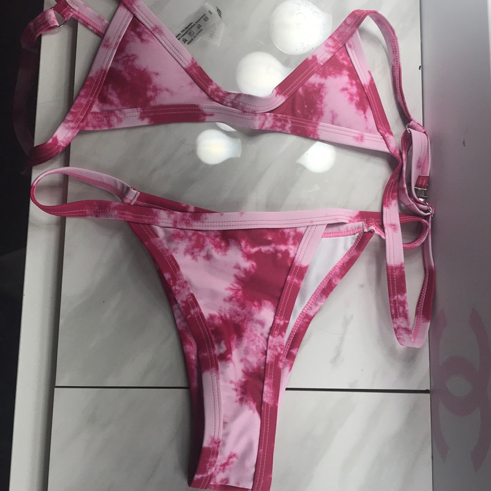 Pink and white Tie-dye bikini